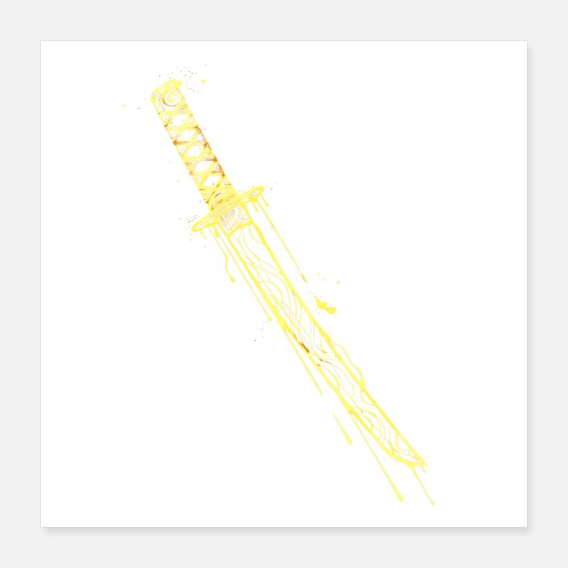 Katana d’Or Samouraï Poster 40 x 40 cm