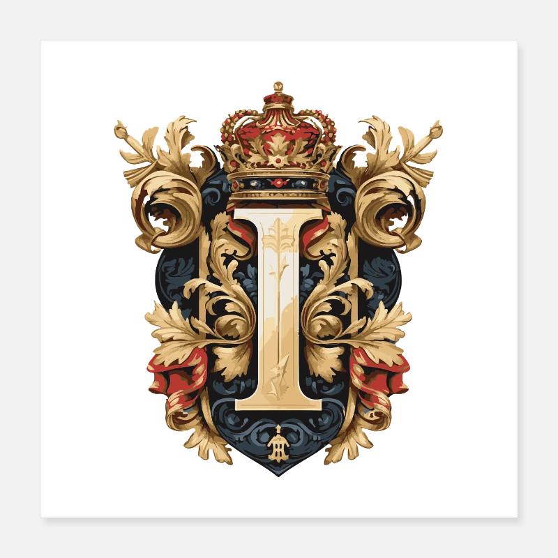 I Buchstabe Name Krone Poster 40x40 cm