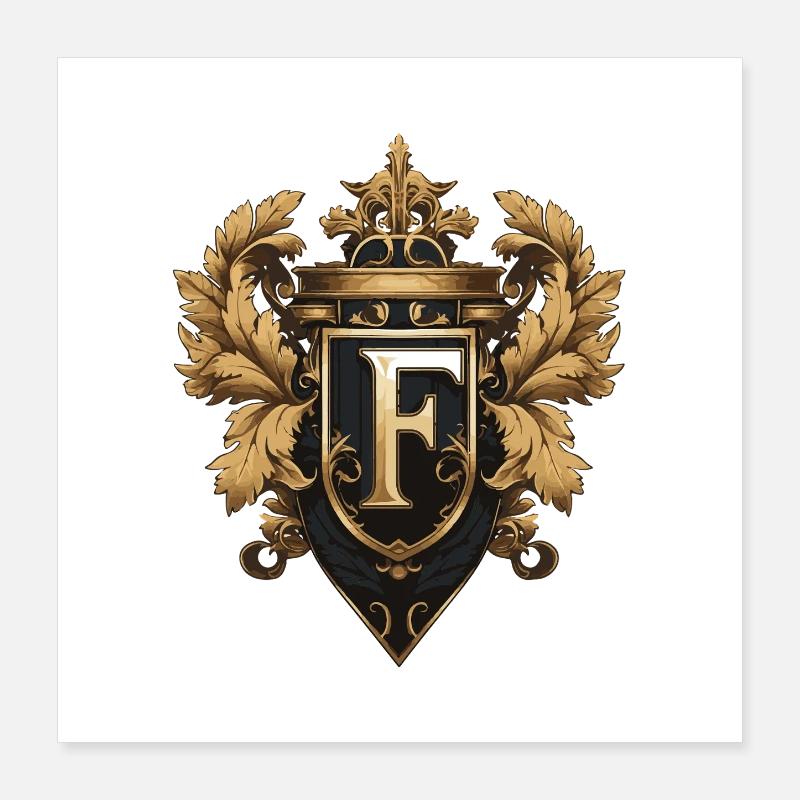 F Lettre Nom Couronne Poster 40 x 40 cm