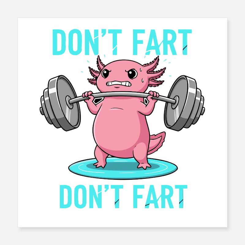 Fun Axolotl Gym Workout Poster 16" x 16" (40x40 cm)