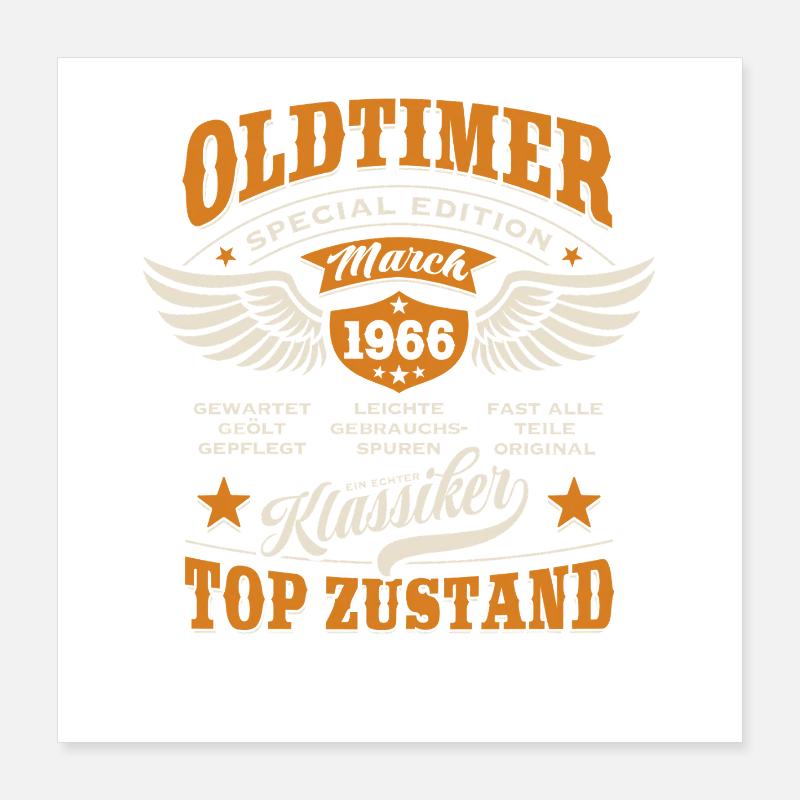 Oldtimer March 1966 - Geburtstag - Geschenk Poster 40x40 cm