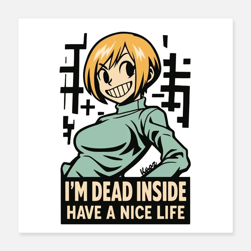 T-shirt Dead Inside Cartoon Poster 40 x 40 cm