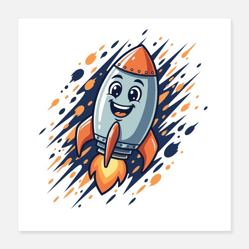 Design de dessin animé Rocket Funny Poster 40 x 40 cm