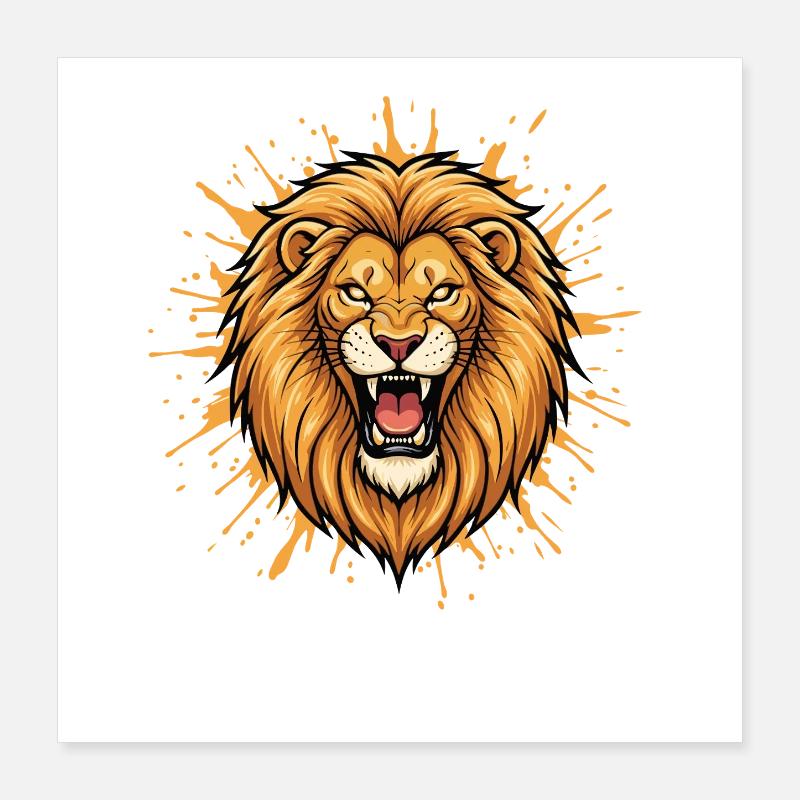 Tête de lion dans la conception d’explosions Poster 40 x 40 cm