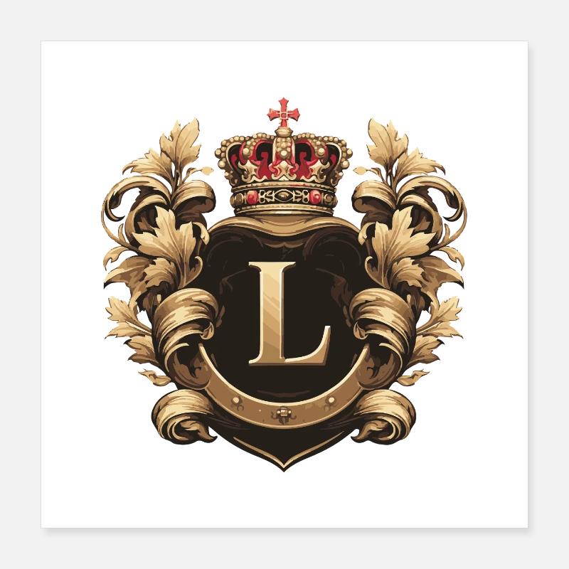 L Lettre Nom Couronne Poster 40 x 40 cm