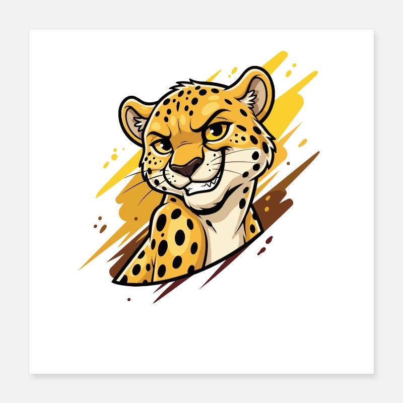 Tête de léopard avec un éclat de couleur Poster 40 x 40 cm