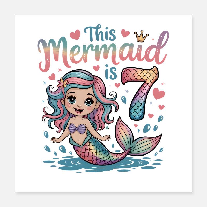 Sirène 7e ans Poster 40 x 40 cm