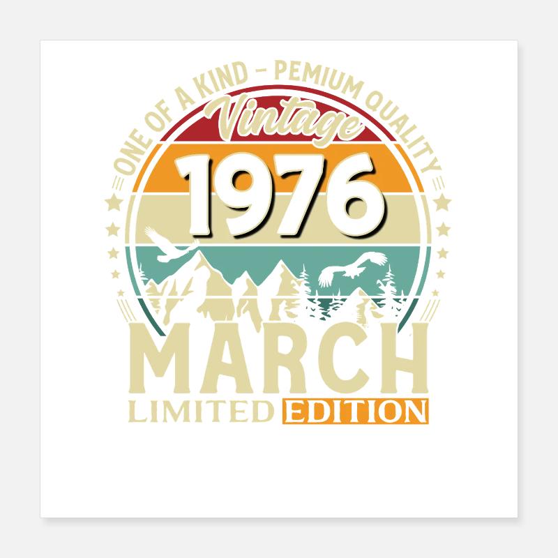 50-årsdag gave mann vintage mars 1976 Poster 40x40 cm