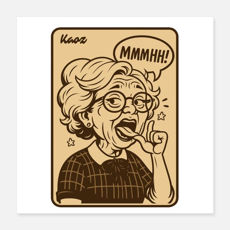 Vintage Granny Mmmhh Expression Poster 40 x 40 cm