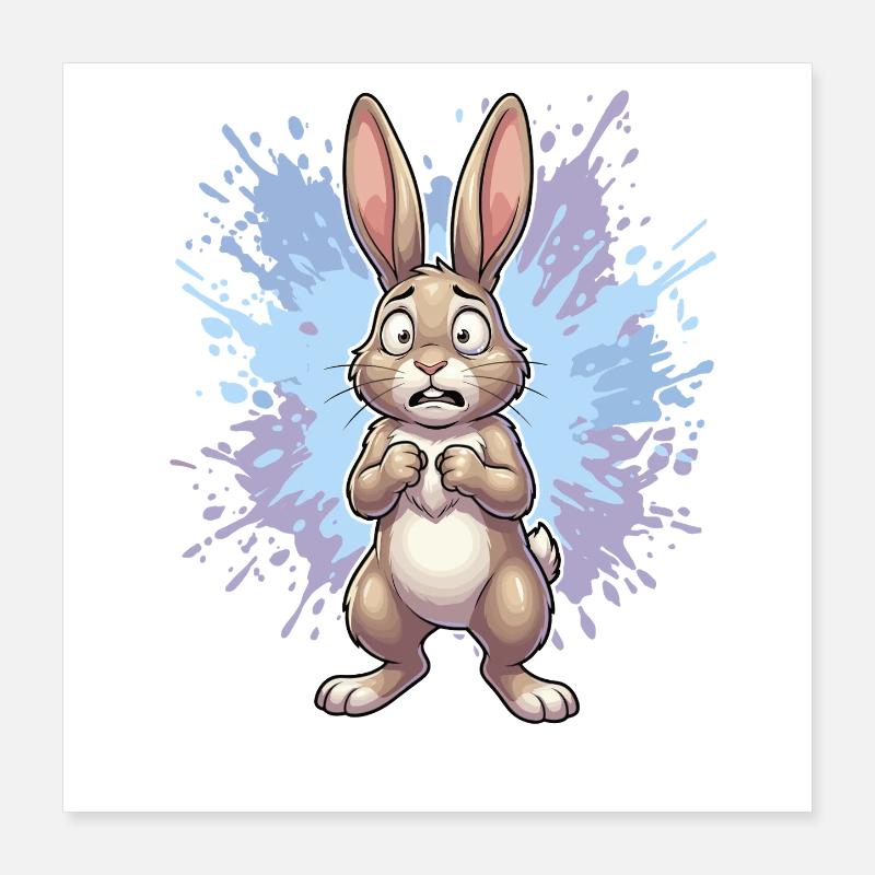 Lapin bouleversé avec éclaboussures de peinture Poster 40 x 40 cm