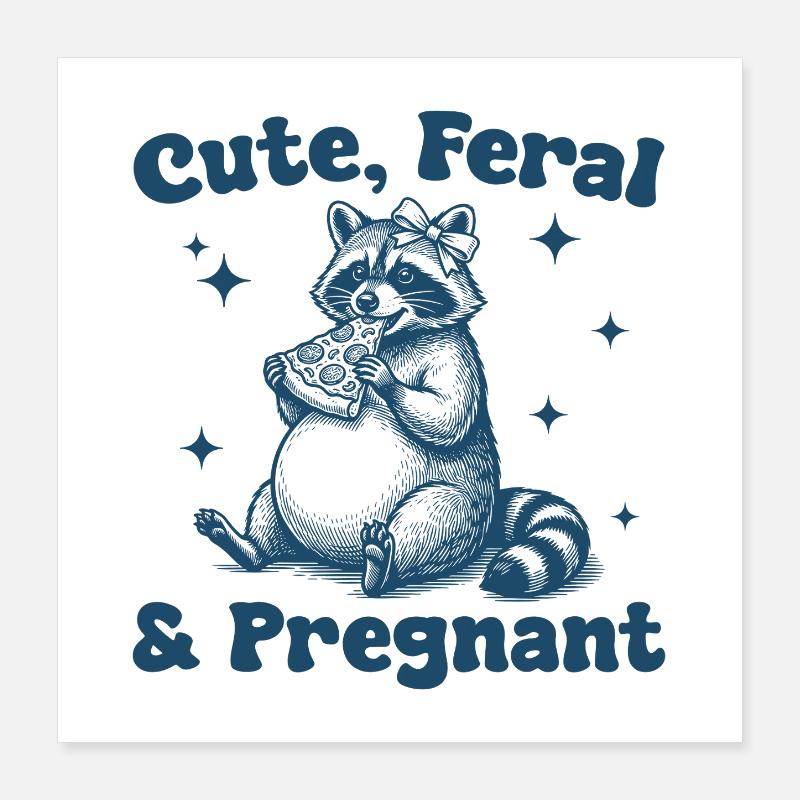 Raton laveur enceinte avec un ventre de grossesse Poster 40 x 40 cm