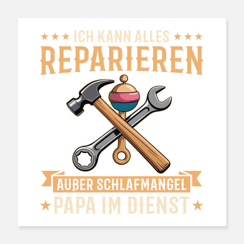 Werdender Papa Handwerker Babyparty Geschenk Poster 40x40 cm