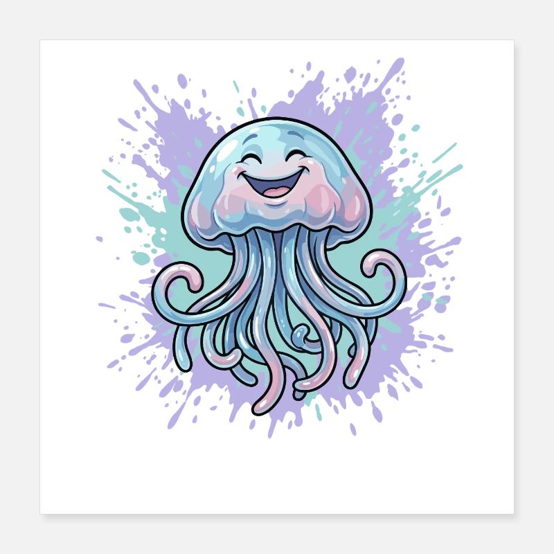 Spritzer méduse pastel Poster 40 x 40 cm