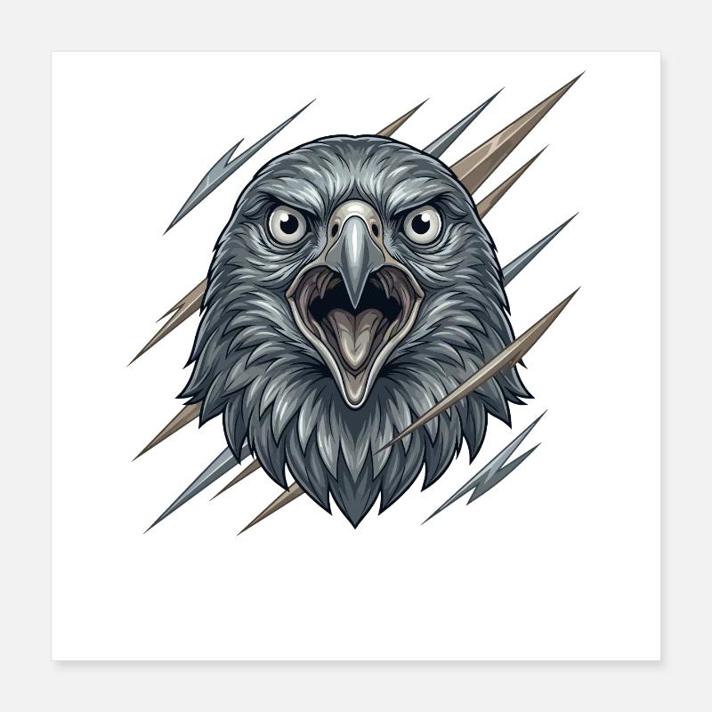 Furious eagle in the storm Poster 16" x 16" (40x40 cm)