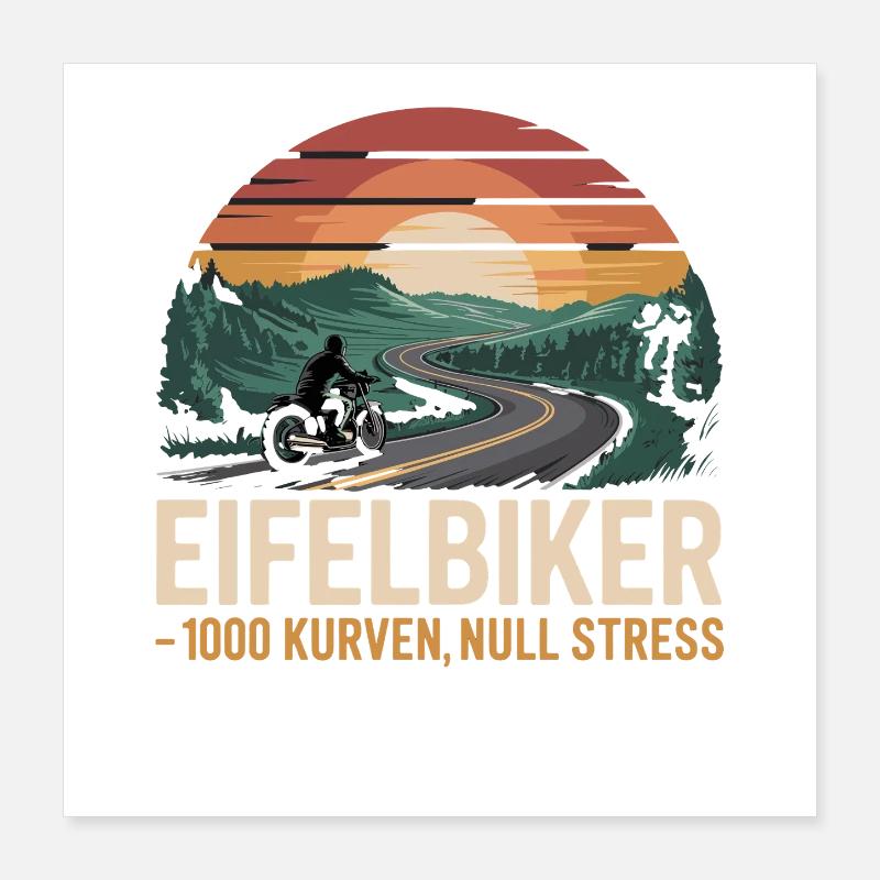  Eifelbiker 1000 Kurven Null Stress Motorrad Eifel Poster 40x40 cm