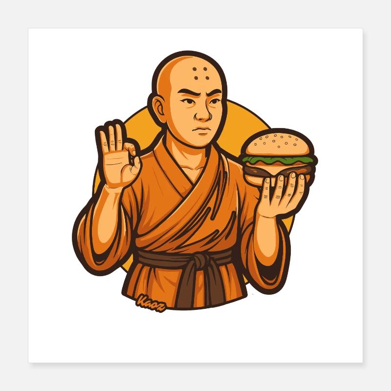 Zen Burger Monk Poster 16" x 16" (40x40 cm)