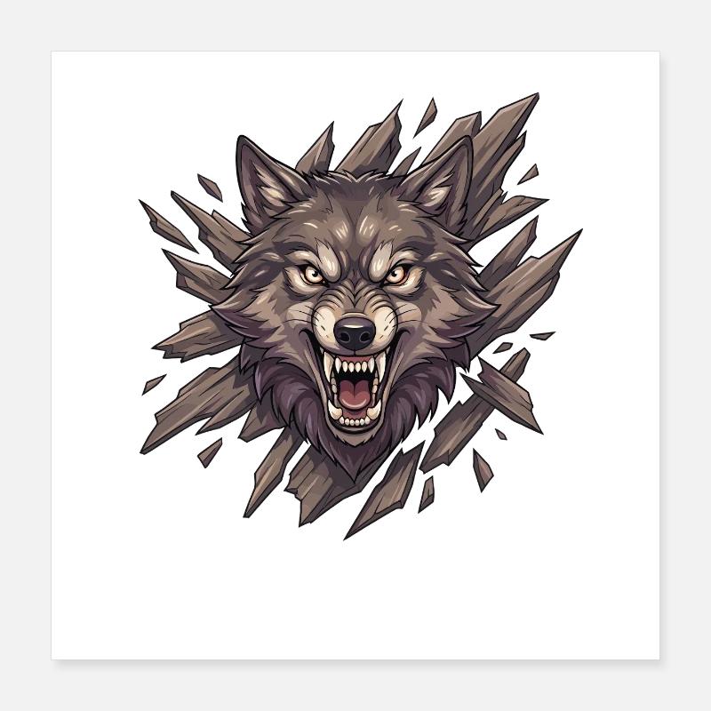 Wolf roar in splinter vision Poster 16" x 16" (40x40 cm)