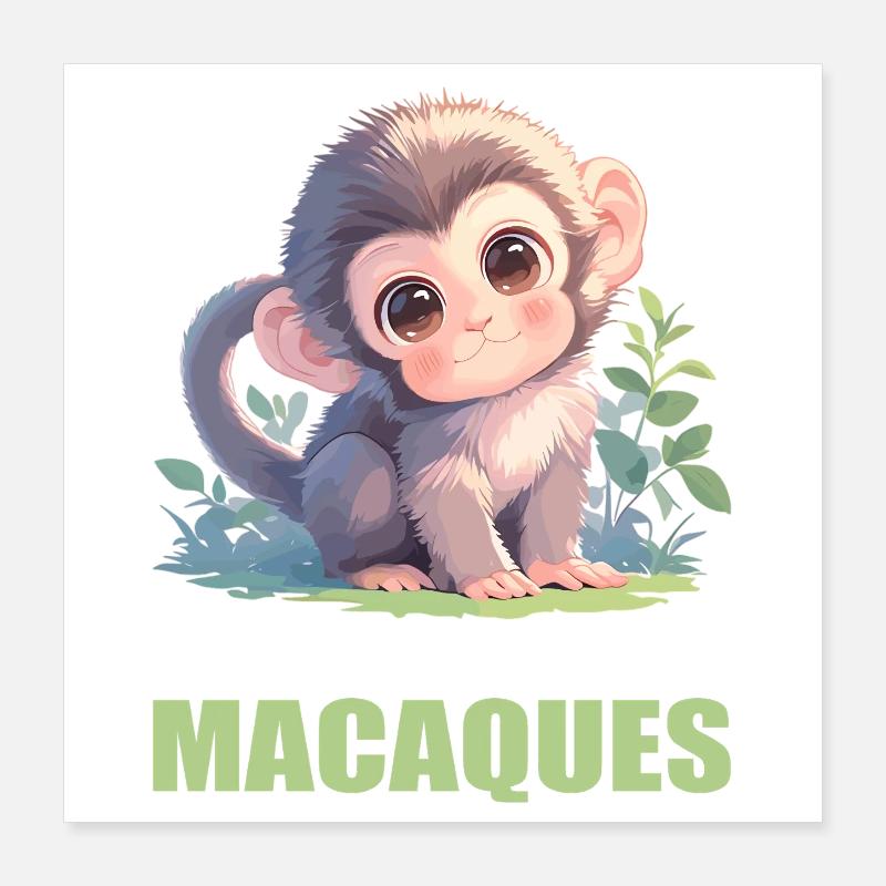Macaque Macaque Poster 16" x 16" (40x40 cm)