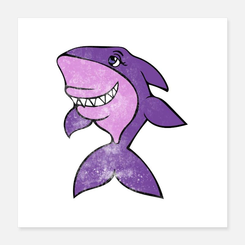 Vivid Purple Shark Smile Poster 16" x 16" (40x40 cm)