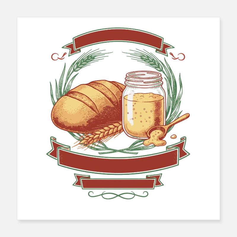 Sourdough Bread Baking Baker Sourdough Starter Jar Poster 40x40 cm