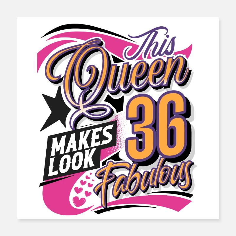 36. Geburtstag Queen Poster 40x40 cm