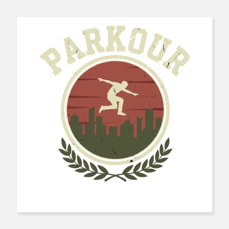 Parkour rétro Freerunning Poster 40 x 40 cm