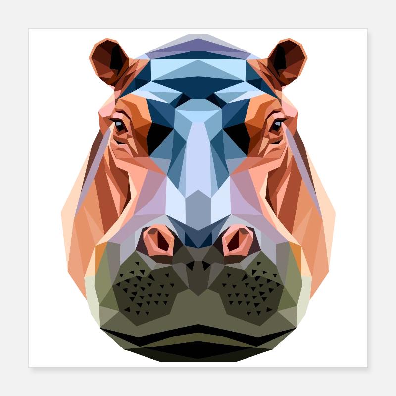 Nilpferd Flusspferd Mama Hippopotamus Cooles Hippo Poster 40x40 cm