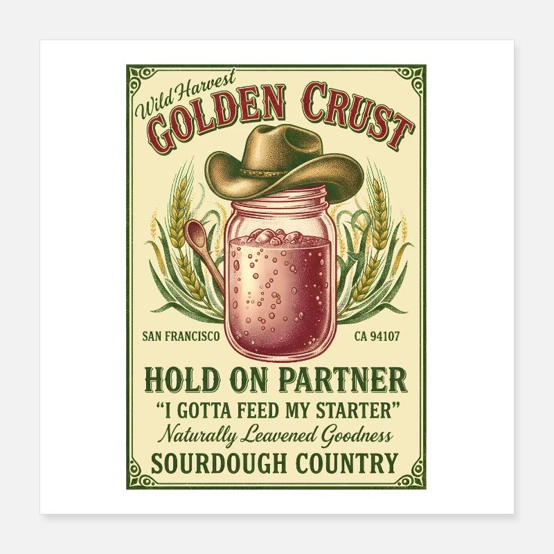 Sourdough Bread Baking Baker Sourdough Starter Jar Poster 40x40 cm