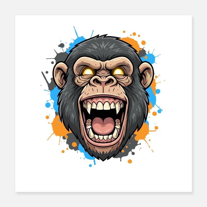 Screaming Gorilla Head Splash Poster 16" x 16" (40x40 cm)