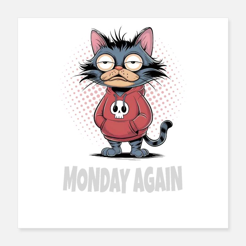 Monday Again Cat – Humour drôle de chat Poster 40 x 40 cm