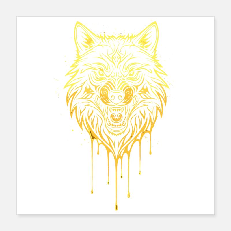 Wolf Head Édition Or Poster 40 x 40 cm