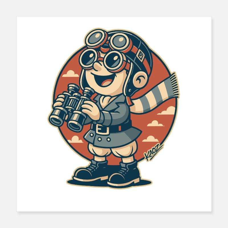 Aviator Scout mit Fernglas Poster 40x40 cm