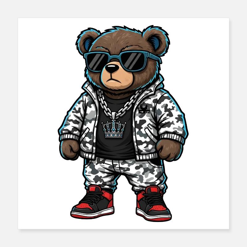 Sweat à capuche Cool Bear en Pull Camouflage Poster 40 x 40 cm