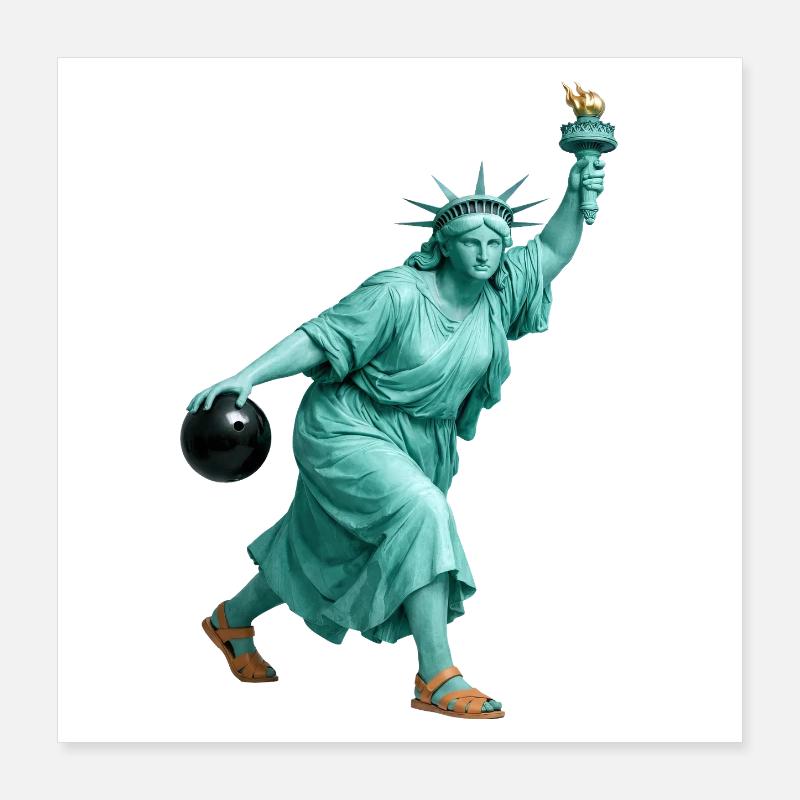 Freiheitsstatue Bowling Poster 40x40 cm