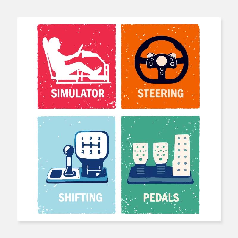 Sim Racing Poster 40 x 40 cm