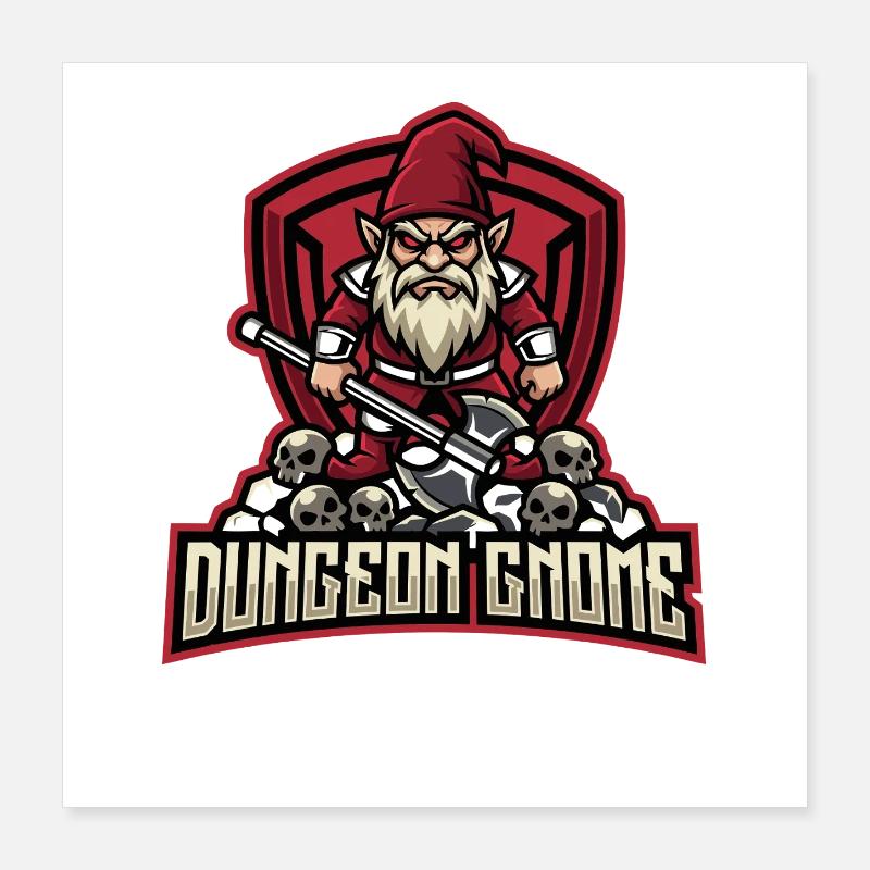 Evil Gnome, Dark Gnome, Goth Gnome, Funny Gnome Poster 16" x 16" (40x40 cm)