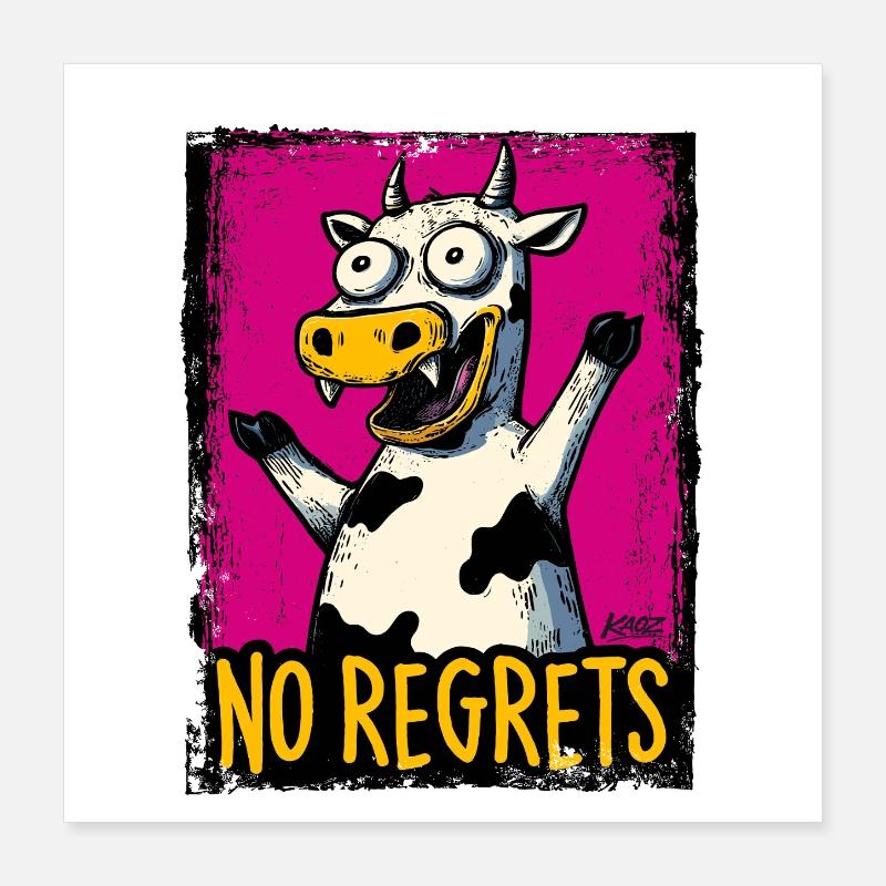 Pas de regrets Cow Pop Art Poster 40 x 40 cm