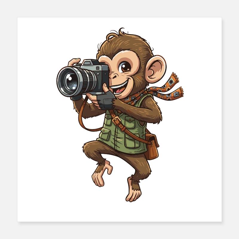 Adventurous Photo Monkey Poster 16" x 16" (40x40 cm)