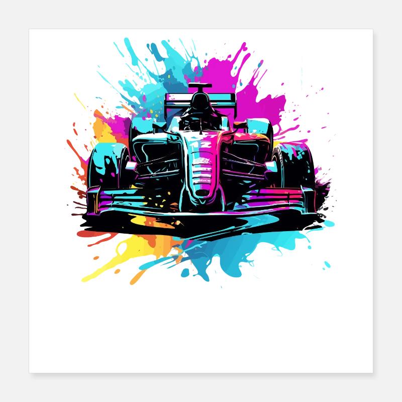Rennwagen Bunte Splash Art Autorennfahrer Poster 40x40 cm