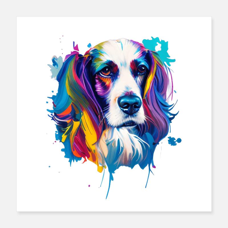 Cocker Spaniel, chien coloré Portrait pop art Poster 40 x 40 cm