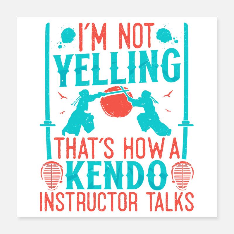École d’instructeurs de kendo, arts martiaux japonais Poster 40 x 40 cm