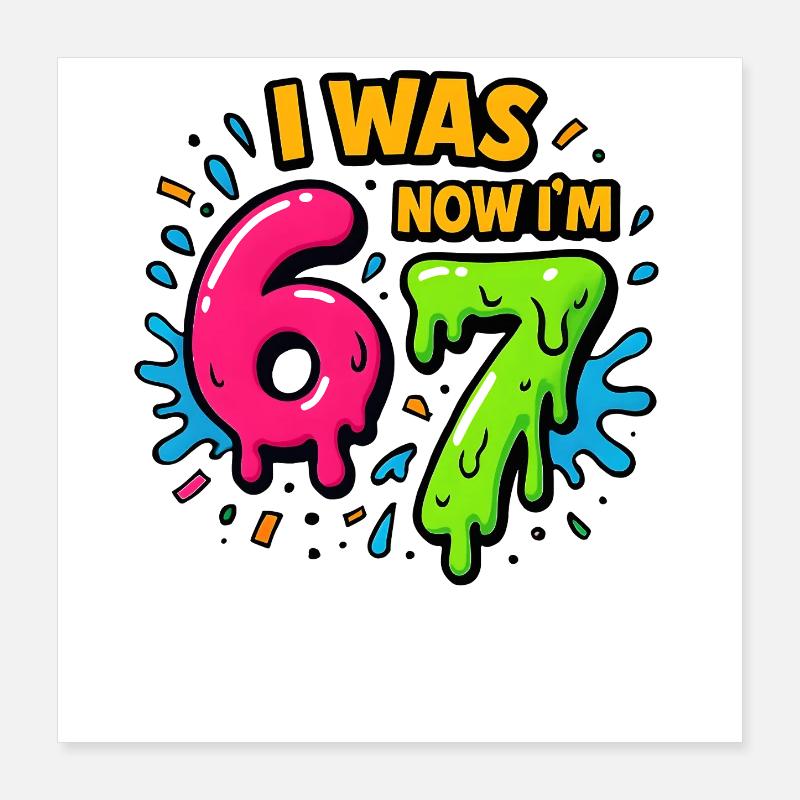 7. Geburtstag Kinder 67 Meme Humor Geschenkidee Poster 40x40 cm