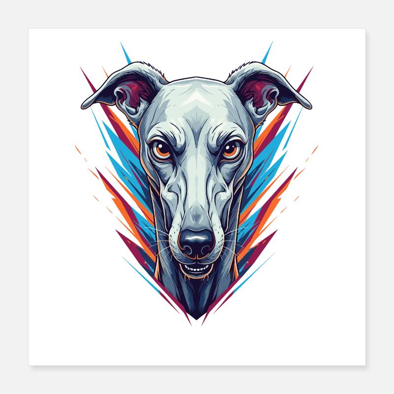 Icône néon du lévrier Poster 40 x 40 cm