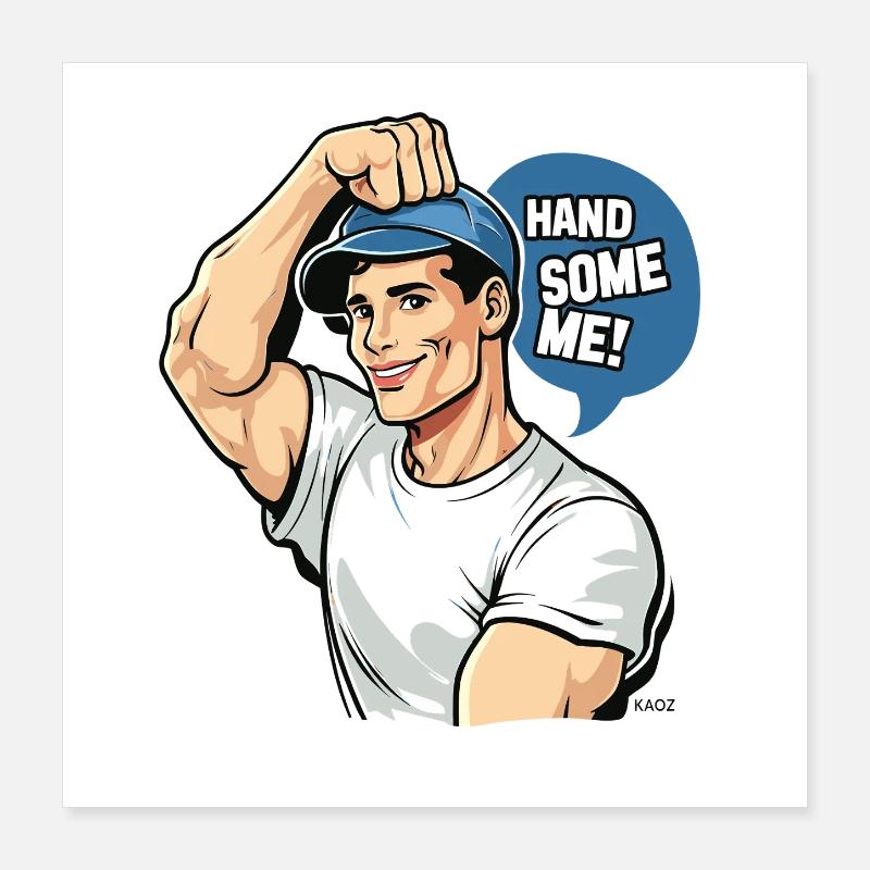 Handsome Me Retro Pop Art Poster 16" x 16" (40x40 cm)