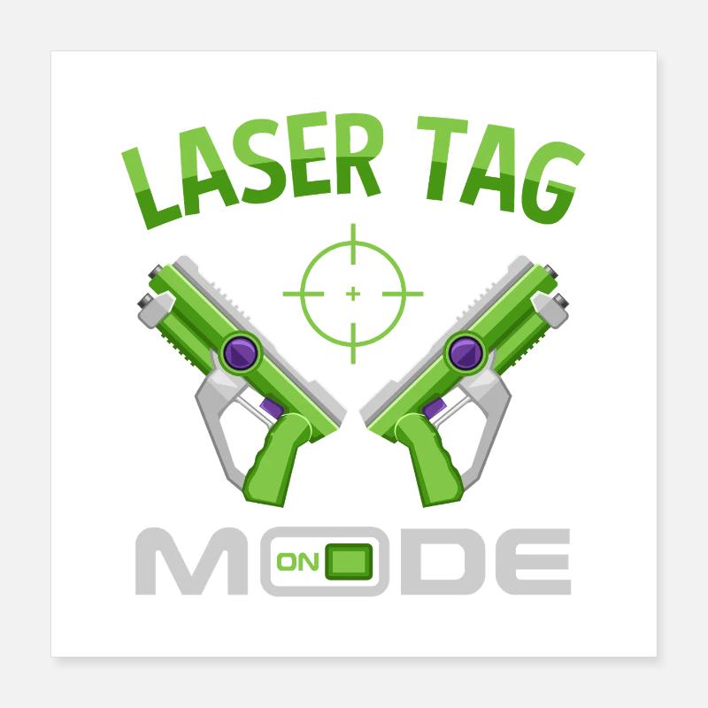 Laser Tag Mode On Funny Gaming Blaster Art Poster 16" x 16" (40x40 cm)