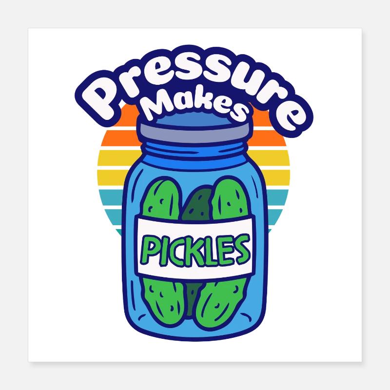 Des concombres verts dans un bocal à la pression créent des concombres Poster 40 x 40 cm