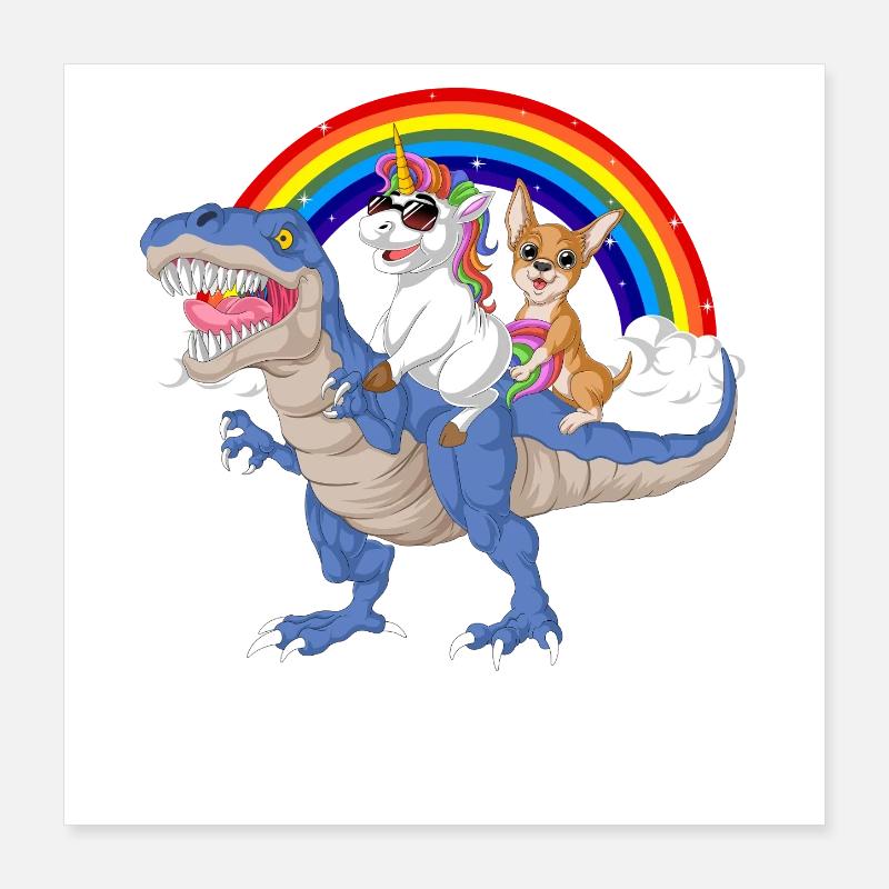 Chihuahua-Einhorn-Dinosaurier-Hemd Poster 40x40 cm
