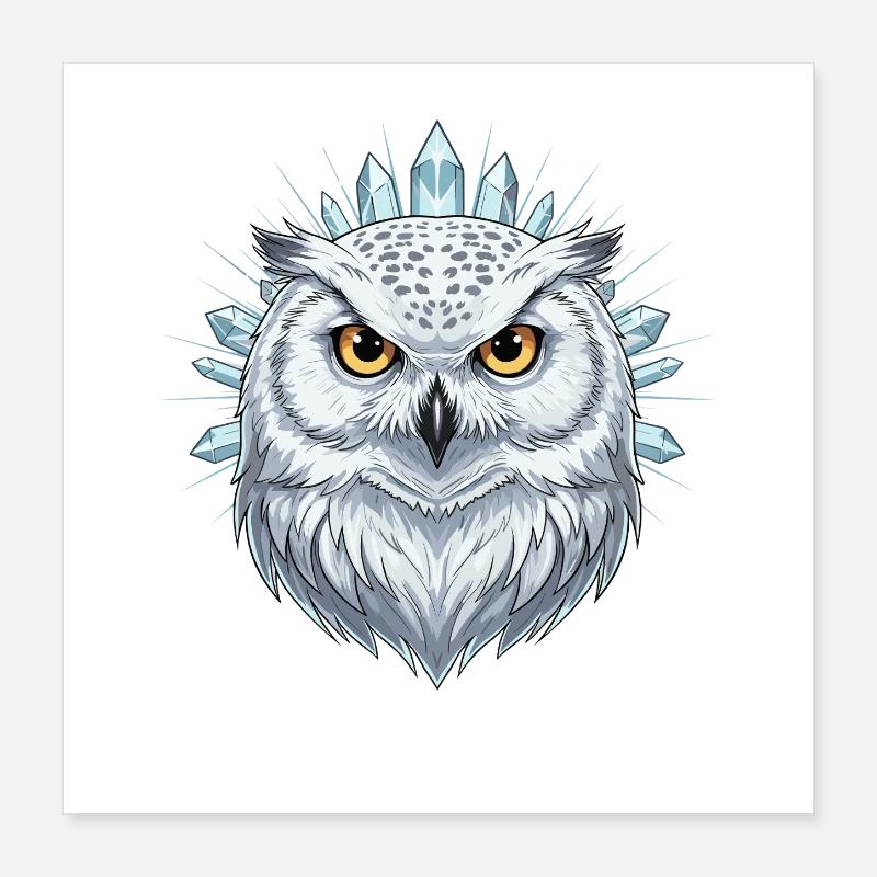 Eiskristall Eulenportrait Poster 40x40 cm
