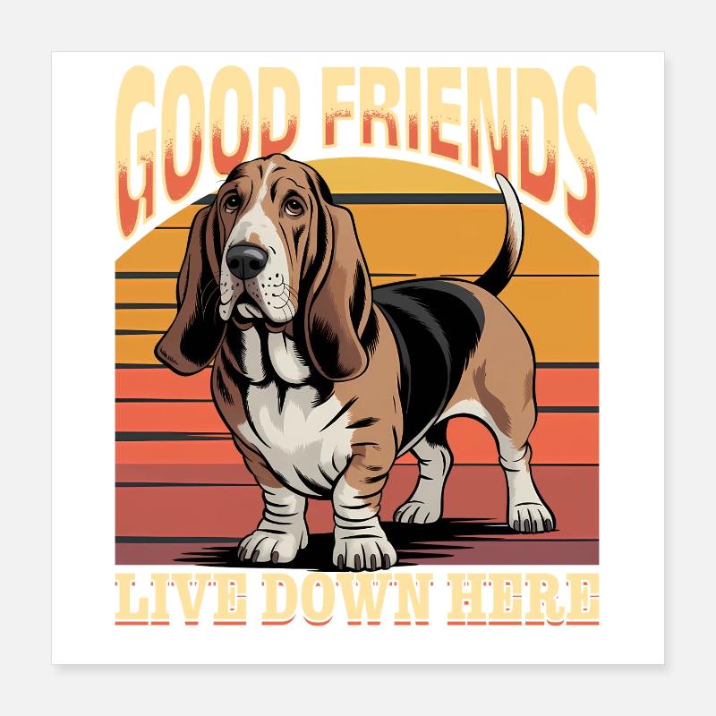 Basset Hound de race de chien drôle Poster 40 x 40 cm