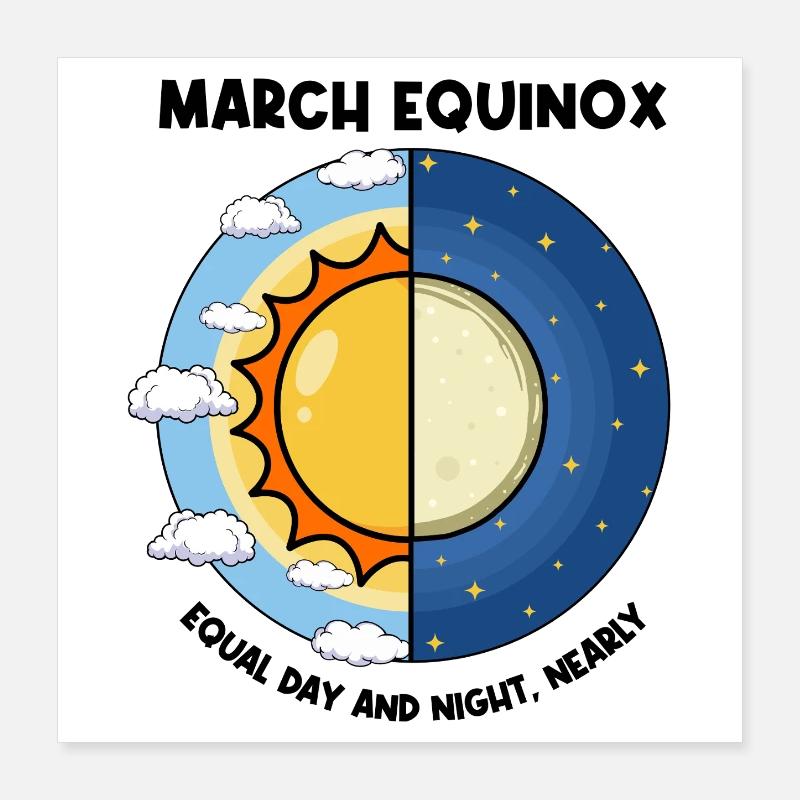Équinoxe de mars Jour et nuit Équinoxe de printemps Poster 40 x 40 cm